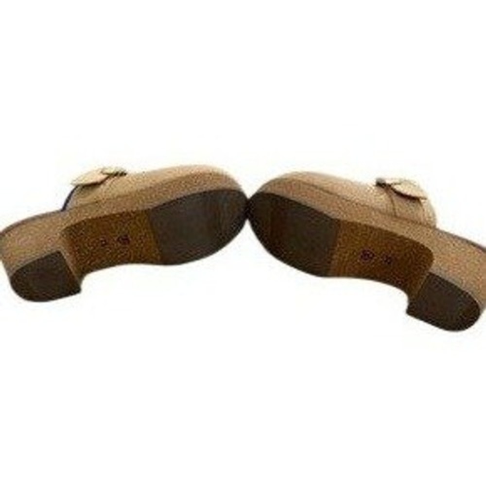 Rothys The Classic Buckle Clog Camel‎ Tan Knit Gold Buckle Platform Mules 7.5 - Picture 5 of 5